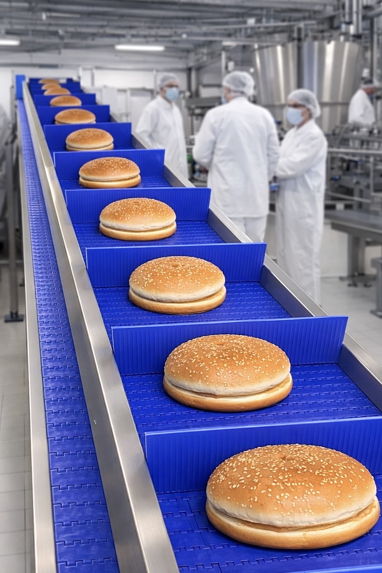 convoyeur industriel pain à burger